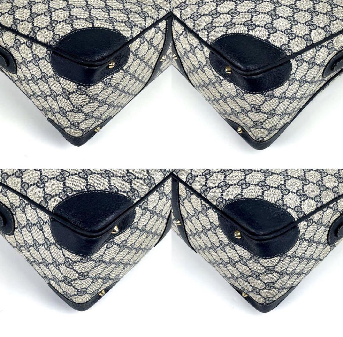 美品 GUCCI グッチ ハンドバッグ GG柄 インターロッキング ネイビー