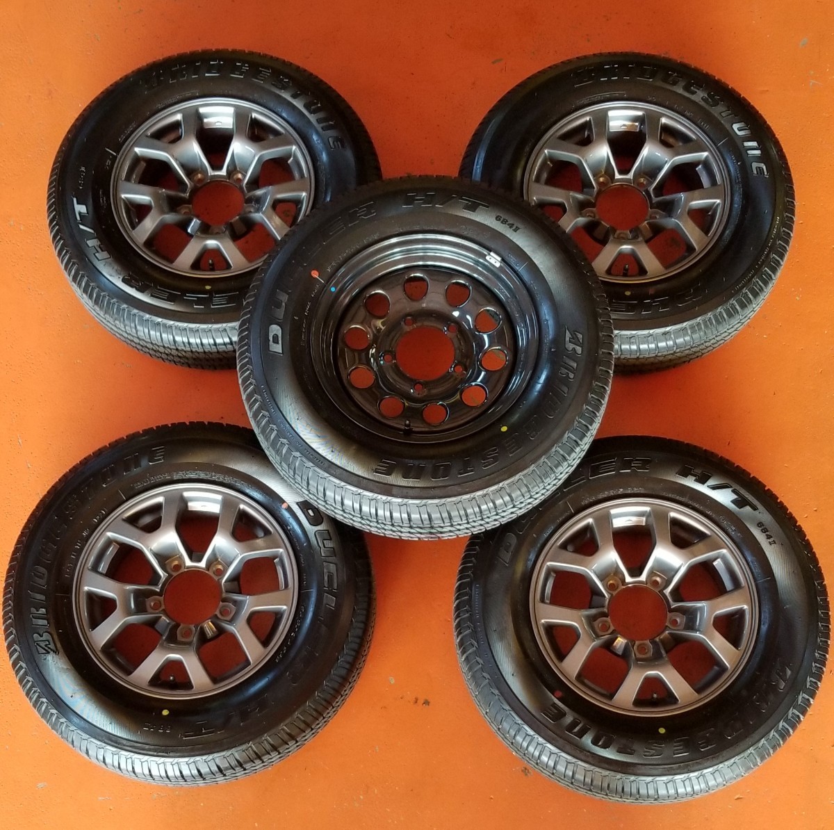 ☆ 新車外し スズキ 純正 15インチ ☆ ジムニー シエラ JB74 5.5JJ ＋5 139.7-5穴 ５本セット ブリヂストン DUELER Ｈ/Ｔ 195/80R15 流用