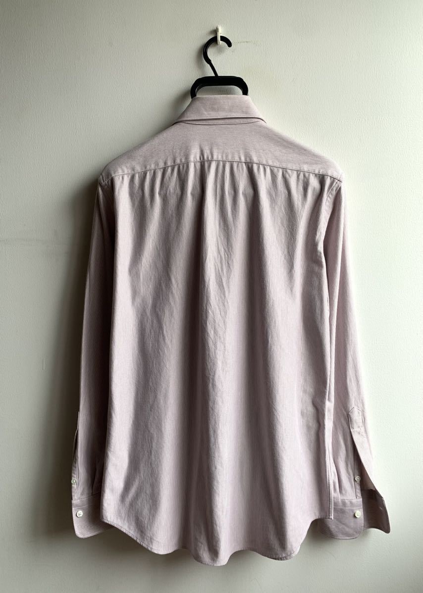 【美品】Maker's Shirt 鎌倉 シャツ 39サイズ TRAVELERライン ストライプ 白×エンジ 日本製 メーカーズ シャツ カマクラ_画像3