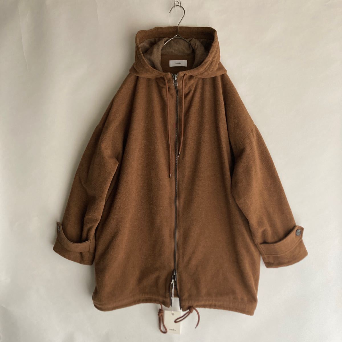 [ не использовался с биркой ]marka HOODED COAT сделано в Японии ma- кафф - dead пальто большой размер свободно . двойной Zip Brown size 2 sk