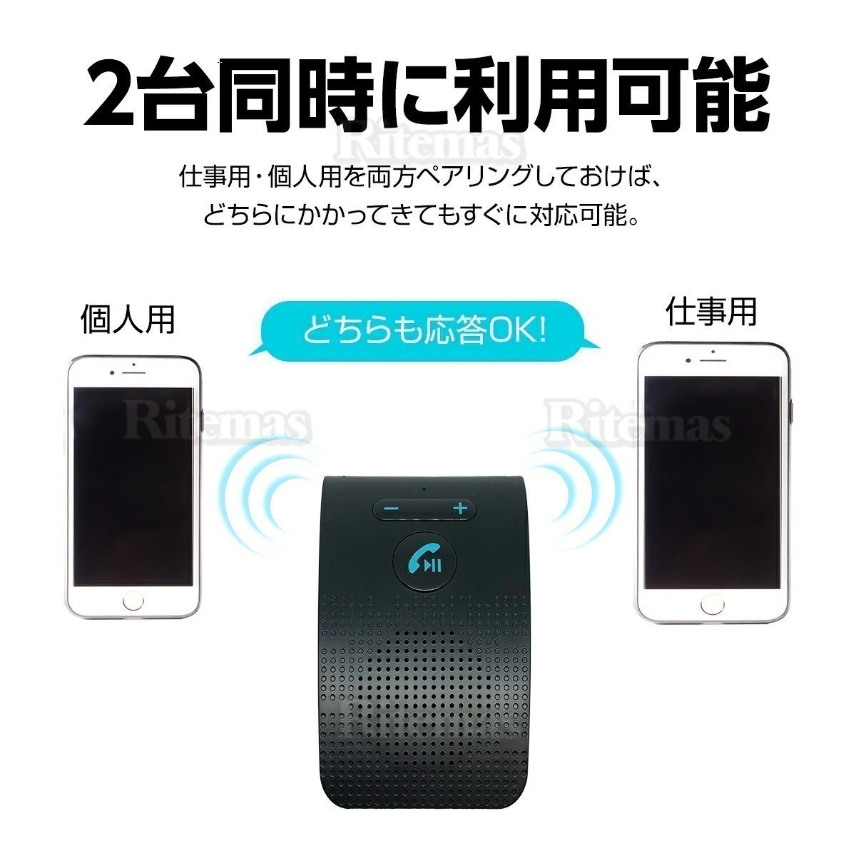 ハンズフリー Bluetooth 車載 車 ブルートゥース 通話 高音質 ワイヤレス マイク スマホ ワイヤレスイヤホン スピーカーフォン HFK-001_画像9