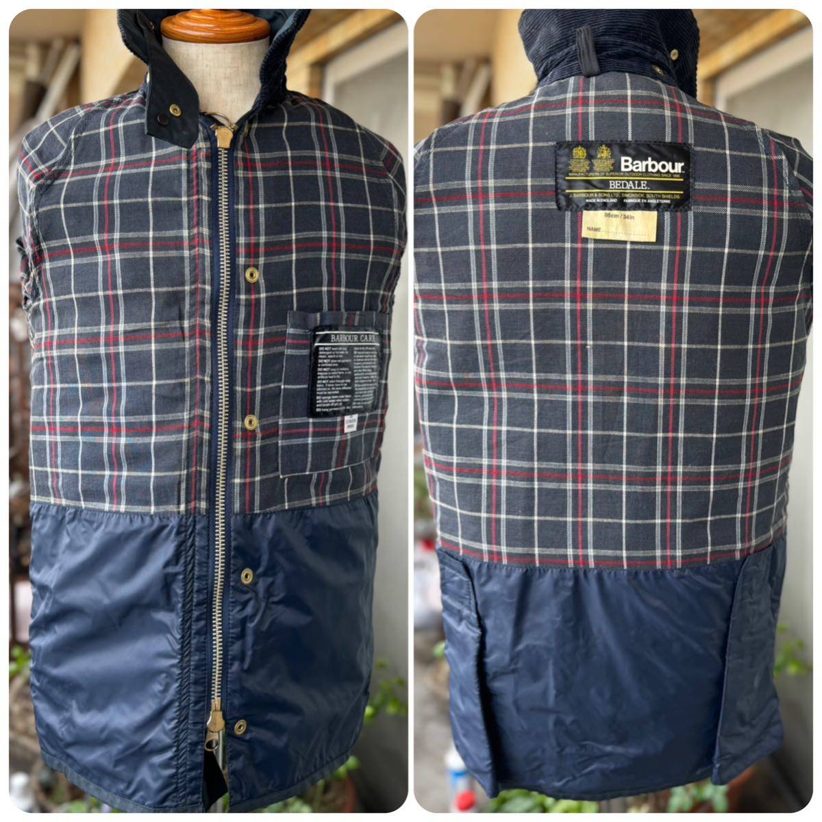 デッドストック級/C34/ターコイズ/Vintage Barbour BEDALE/ヴィンテージ バブアー ビデイル/2クレスト/4ポケット_画像9