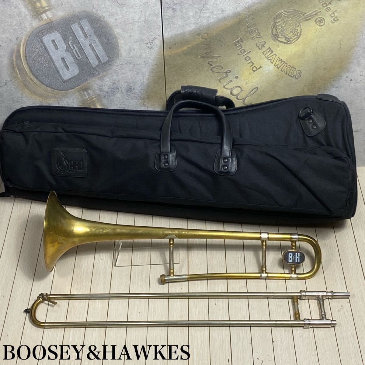 D231126-3【USED】BOOSEY&HAWKS ブージー&ホークス Imperial インペリアル テナートロンボーン ヴィンテージ ソフトケース 管楽器 _画像1