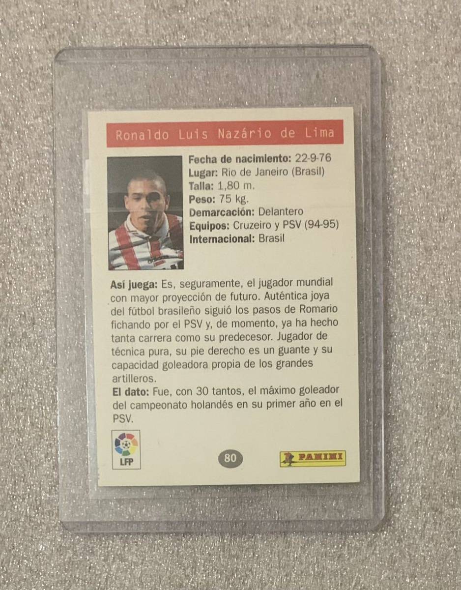 鬼レア RC Ronaldo Panini Estrellas Europeas 1996 PSV ルーキー ロナウド サッカー カード _画像2
