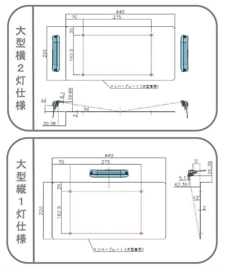 トラック用 LED ナンバーランプ 12V/24V共用 【LSL-1014AV】カプラー無 ECE認証済 ナンバープレートを綺麗なLEDに_画像4