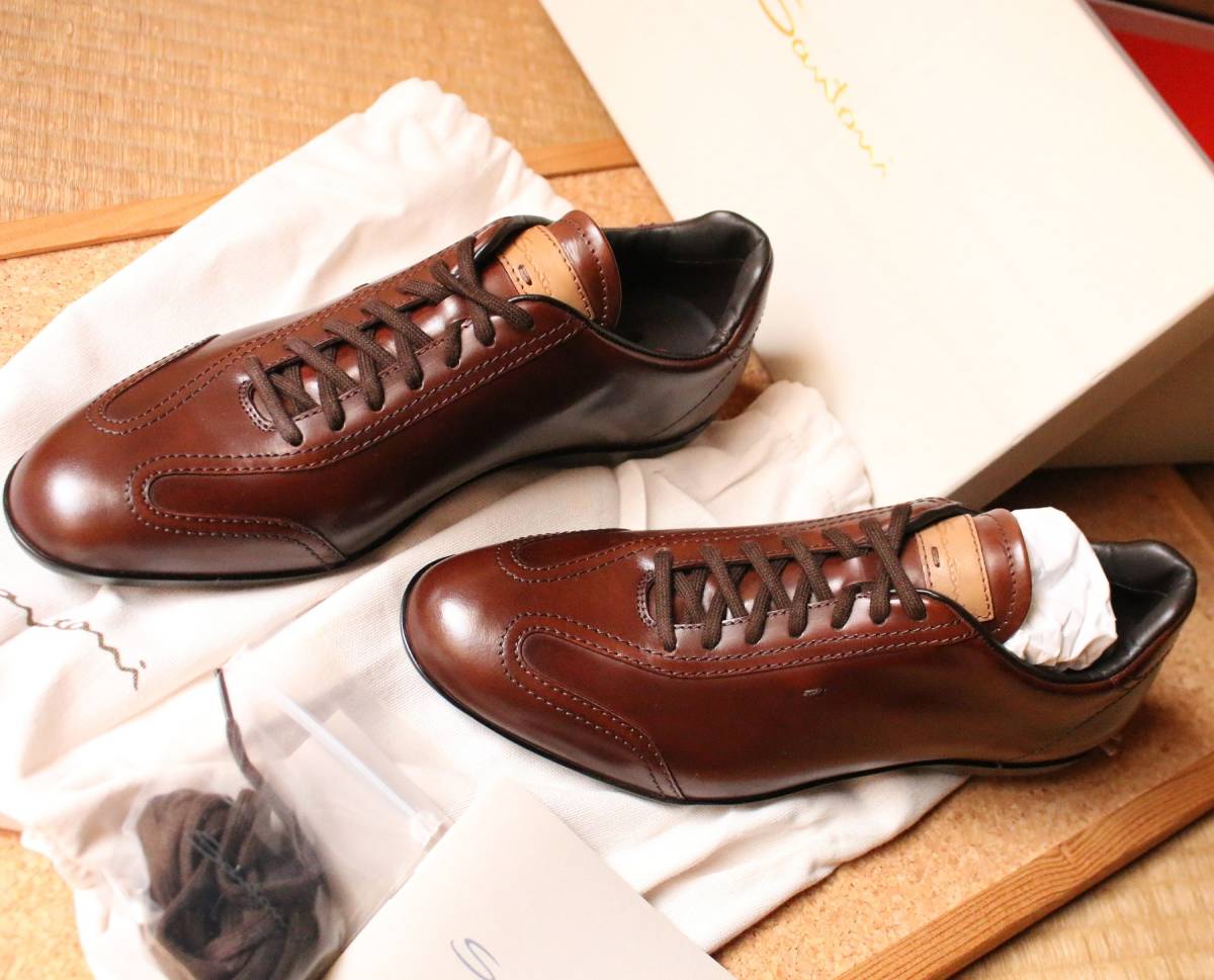 未使用・新品 イタリア Santoni サントーニ レザースニーカー