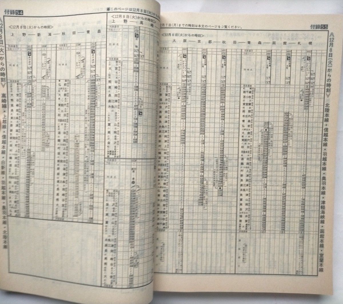 JTB時刻表 1998年11月号 12月8日JR東日本、JR北海道、JR西日本金沢地区ダイヤ改正主要列車冬の増発列車シュプール号