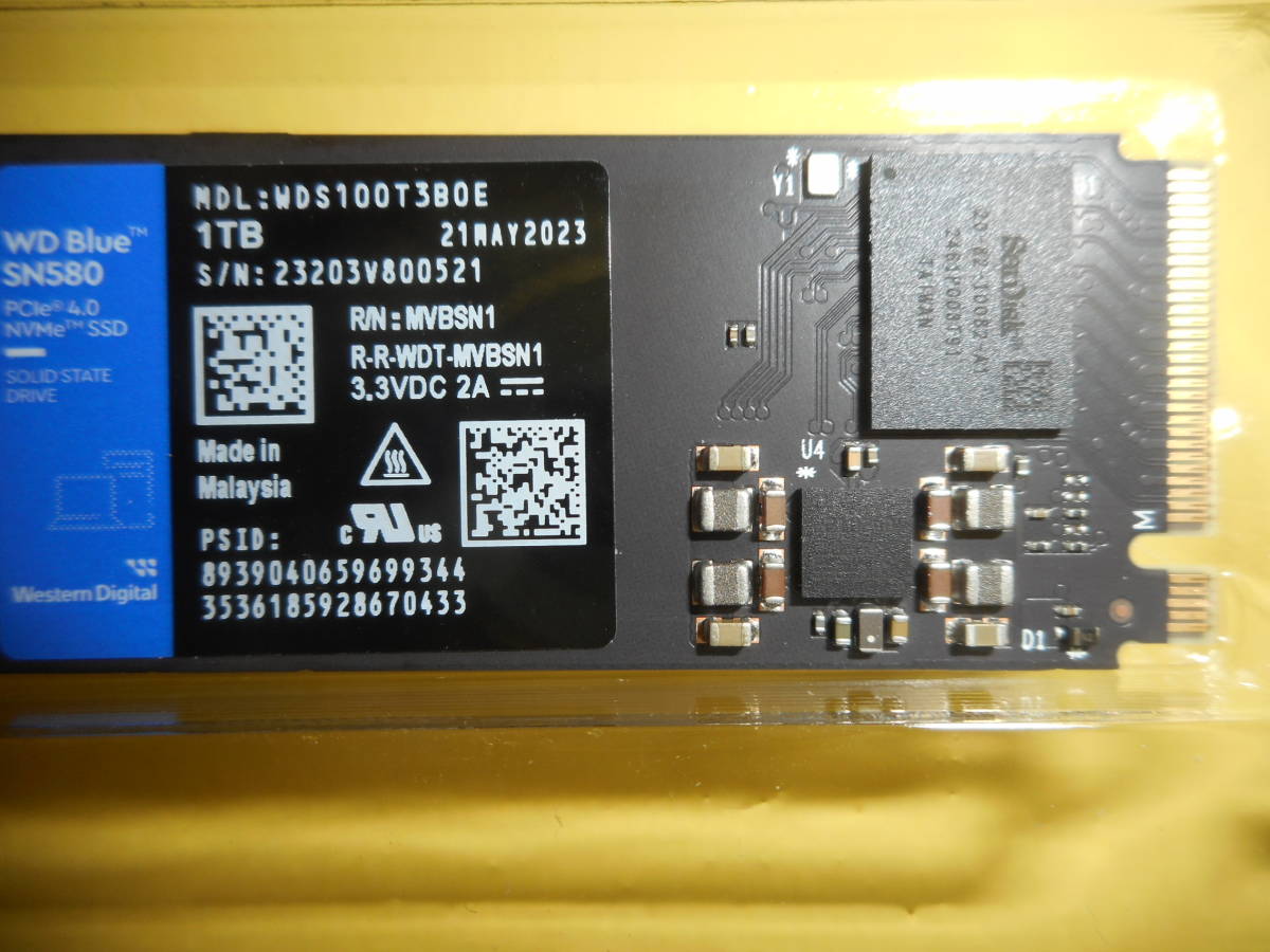 送料無料　匿名可能　動作確認　1TB 内蔵 SSD　WD Blue SN580　M.2 2280 NVMe　WDS100T3B0E-EC　Western Digital　ウエスタンデジタル_画像8