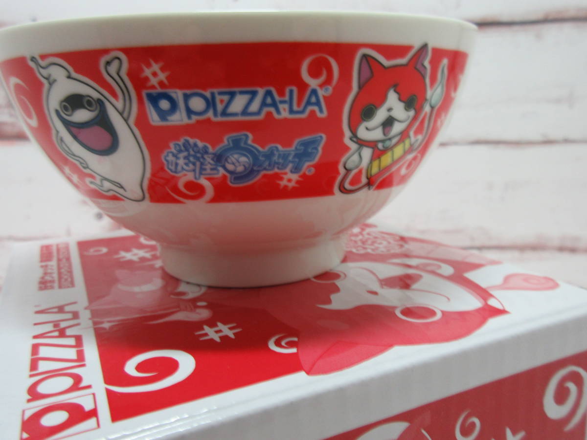 妖怪ウォッチ　陶器製茶碗　ジバニャン　ウィスパー　ブシニャン　赤　　PIZZA-LA 非売品　新品　未使用品_画像2