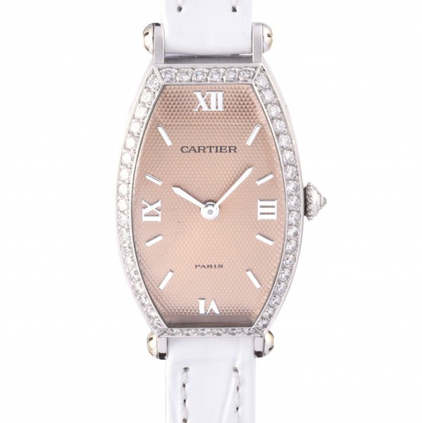 カルティエ Cartier トノー トノウ ベゼルダイヤ WE400131 ブラウン文字盤 中古 腕時計 レディース