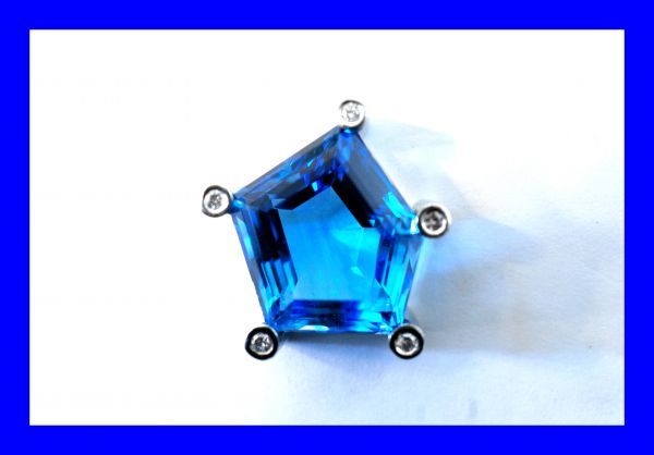 早割 旅行 ホワイトゴールド ○新品同様 K18WG S0108 15.4g ペンダントヘッド ペンダントトップ 0.17ct ダイヤ ブルートパーズ トパーズ