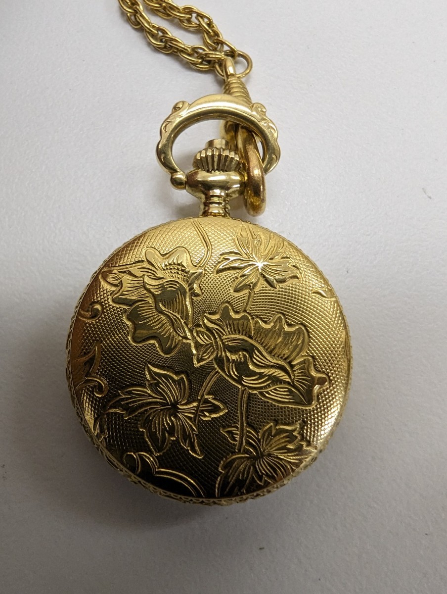 bfela- подвеска часы карманные часы кварц BUCHERER Pocket Pendant Watch QUARTZ Gold античный Vintage работа товар 