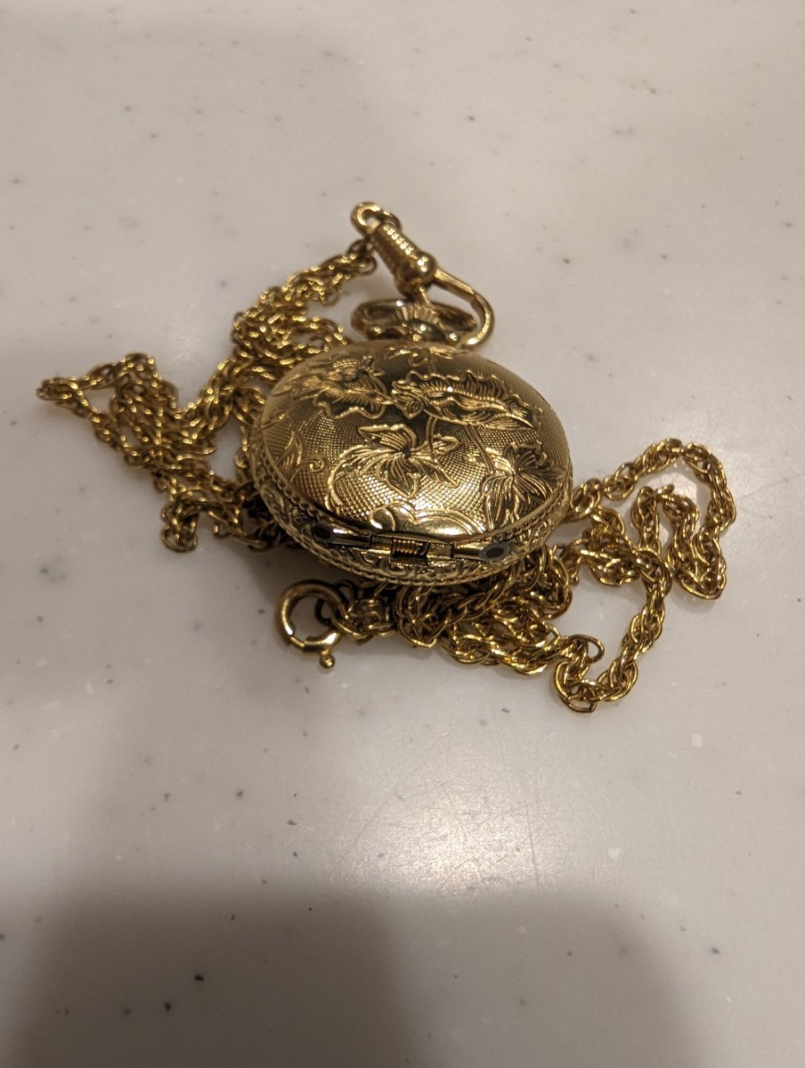 bfela- подвеска часы карманные часы кварц BUCHERER Pocket Pendant Watch QUARTZ Gold античный Vintage работа товар 