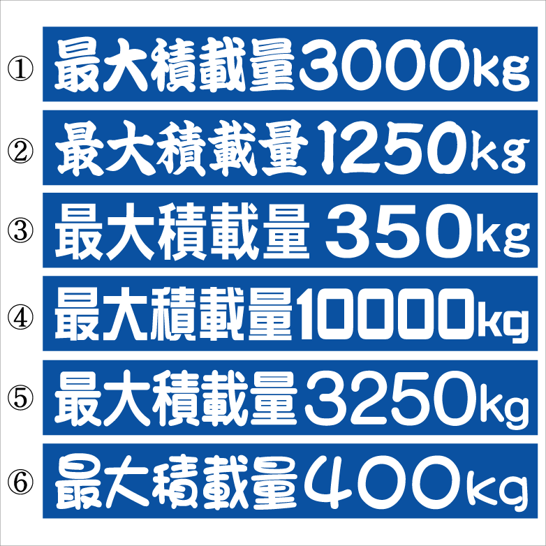 最大積載量ステッカー?。玻单互螗痢∏唷。裁督M