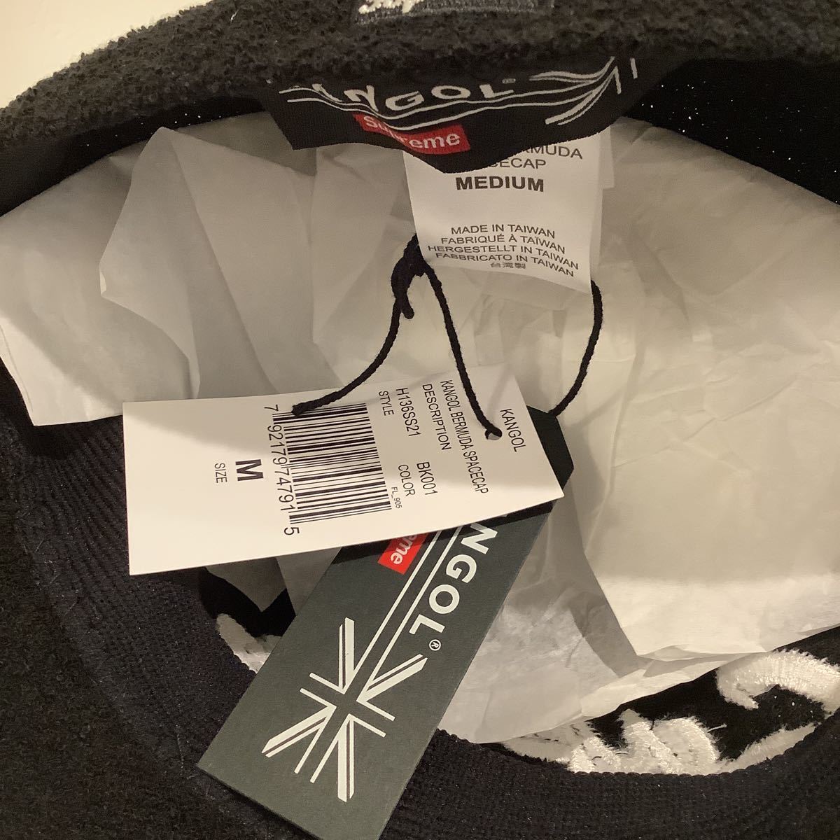 M 21SS Supreme Kangol Bermuda Spacecap Black シュプリーム カンゴール バミューダ キャップ 帽子 黒 ブラック 新品_画像3