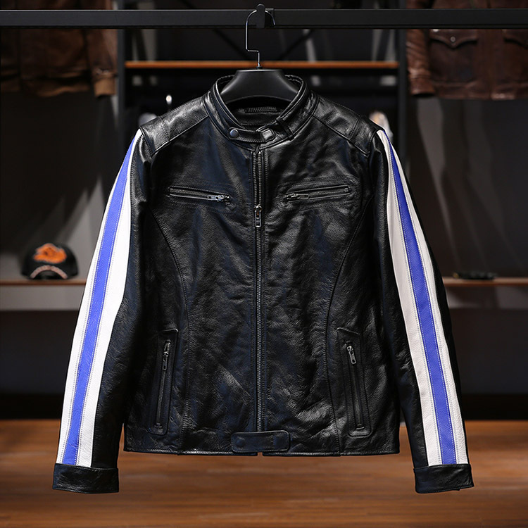 レザージャケット 本革 シングルライダース ライダースジャケット 革ジャン カウハイド　バイクジャケット 牛革 S～4XL A-39_画像2