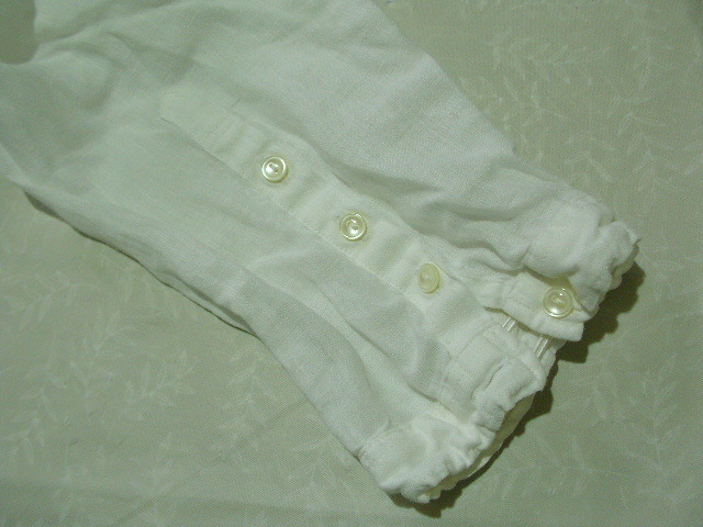 ssy7632 TAKEO KIKUCHI Escape 7 minute sleeve # with a hood .linen shirt # white plain thin flax 100 size 2 /M Takeo Kikuchi 