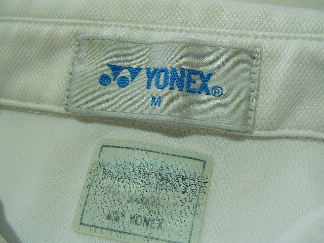 ssy7644 YONEX ヨネックス 半袖 ポロシャツ ホワイト系 ■ ボーダー×無地 ■ ロゴ刺繍 ラグランスリーブ Mサイズ_画像9