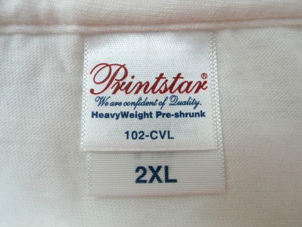 Printstar 00102-CVL 5.6oz ヘビーウェイト長袖Tシャツ 2XLサイズ ホワイト 1枚 無地 ロンT 新品 ゆうパケット330円or350円発送可 白_ホワイト2XLサイズ