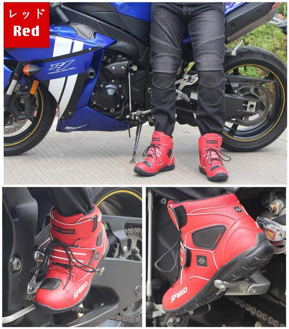バイクブーツ オートバイ靴　PRO SPEED バイク靴　バイク用レーシングブーツ　ライディングシューズ　レーシングブーツ レッド 41(25.5cm)_画像6
