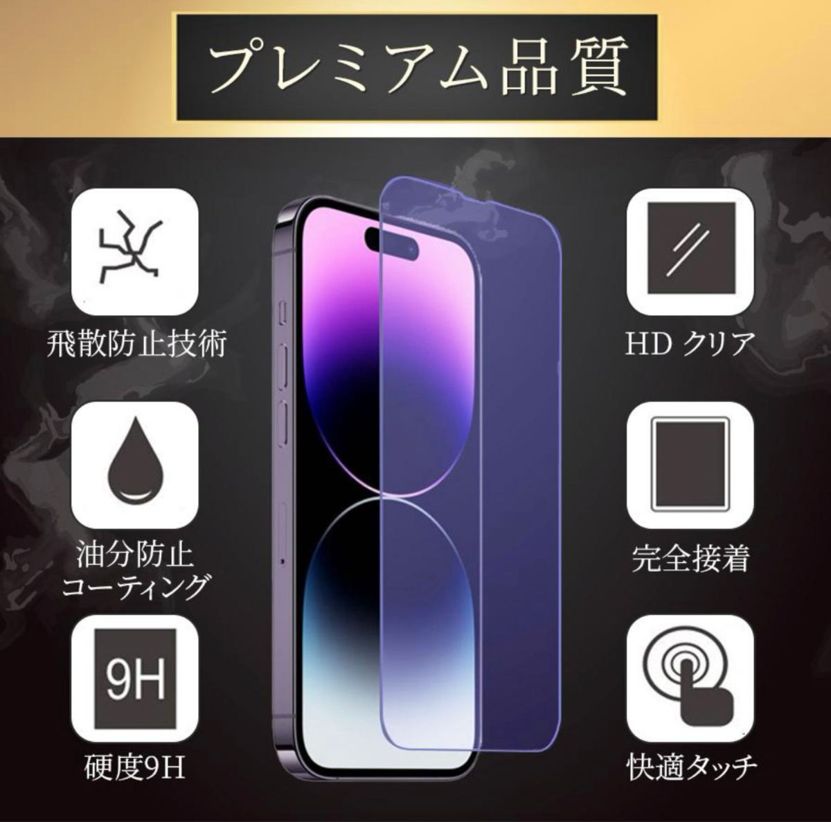 iPhone13Pro ガラスフィルム(ブルーライトカット)+カメラカバー(レンズカバー) 各2枚(合計4枚) ガイド枠付 日本製