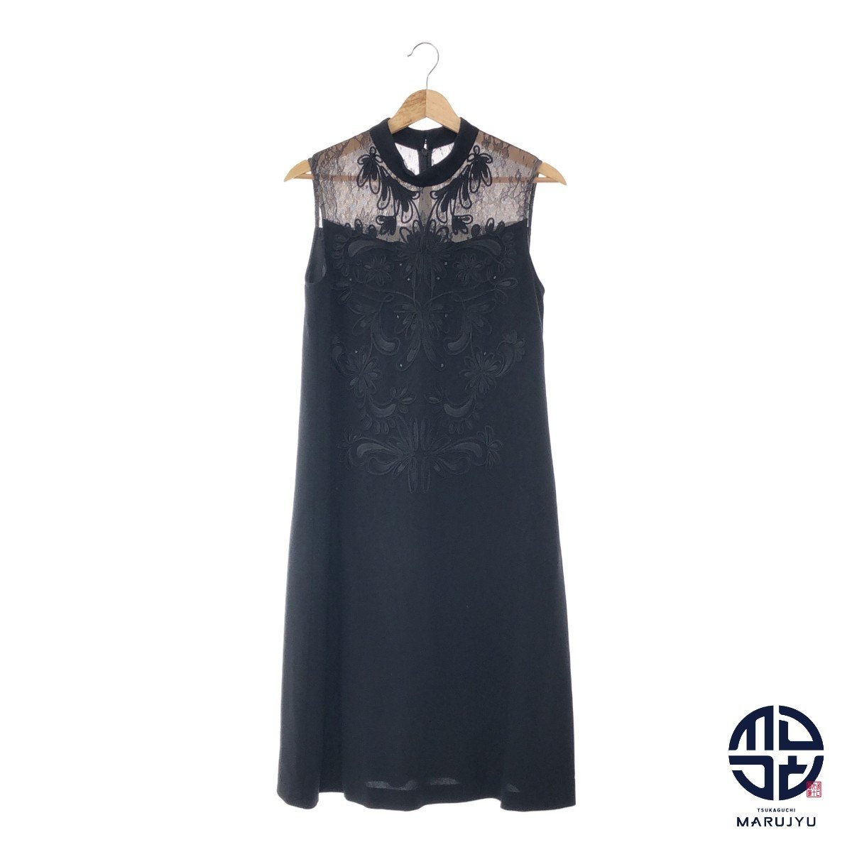 GRACECONTINENTAL グレースコンチネンタル 黒 ブラック レース 刺繍 ノースリーブ ワンピース ドレス サイズ38 レディース アパレル