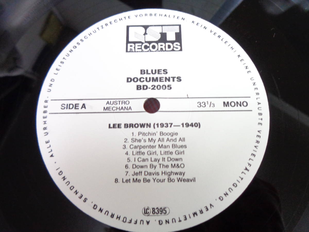 L#3975◆LP◆ LEE BROWN 1937-1940 Piano Blues Rarities Rst Records Blues Documents BD-2005_画像3