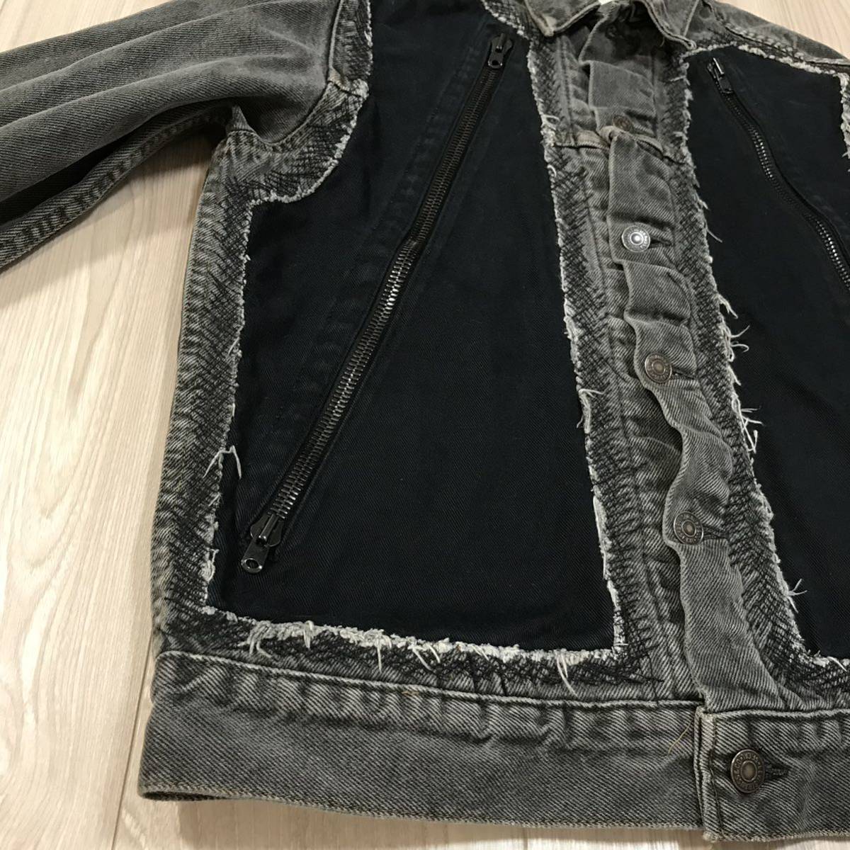 Levis sonic lab NEPENTHES levi’s デニム ジャケット リーバイス ソニックラブ リメイク ネペンテス ジップ ビンテージ ブラック グレー