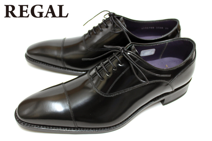 新品 20%OFF☆REGAL リーガル 靴 メンズ ビジネスシューズ 25AR BE 本革 フォーマルもOK ストレートチップ ブラック☆24.5cm