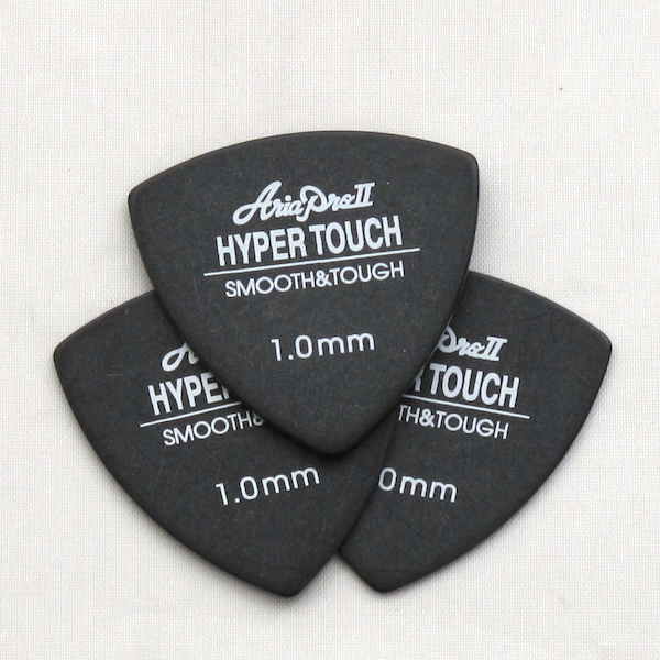 新品 ギターピック3枚セット トライアングル 黒1.0mm ポリアセタール AriaProII HYPER TOUCH_画像1