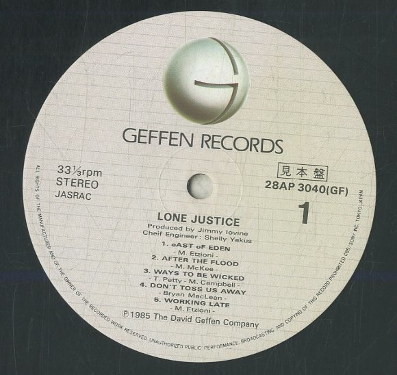 A00564022/LP/ローン・ジャスティス(マリア・マッキー)「Lone Justice (1985年・28AP-3040・カントリーロック)」_画像3