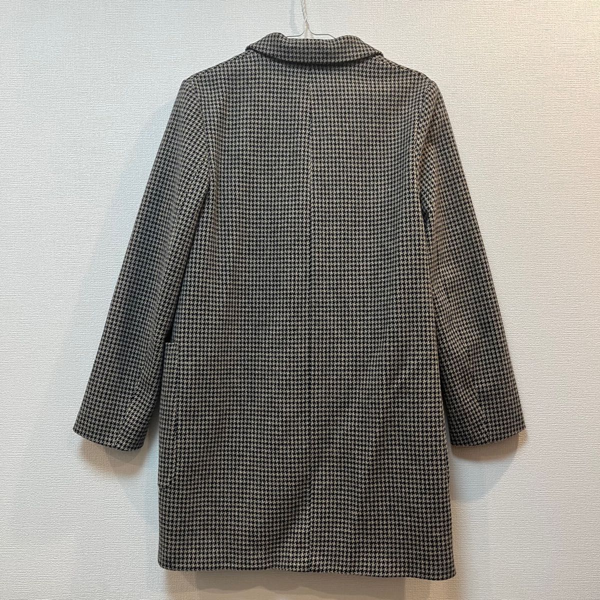 【美品】ZARA(ザラ) 千鳥チェック柄 ダブルボタンチェスターコート アウター ジャケット 