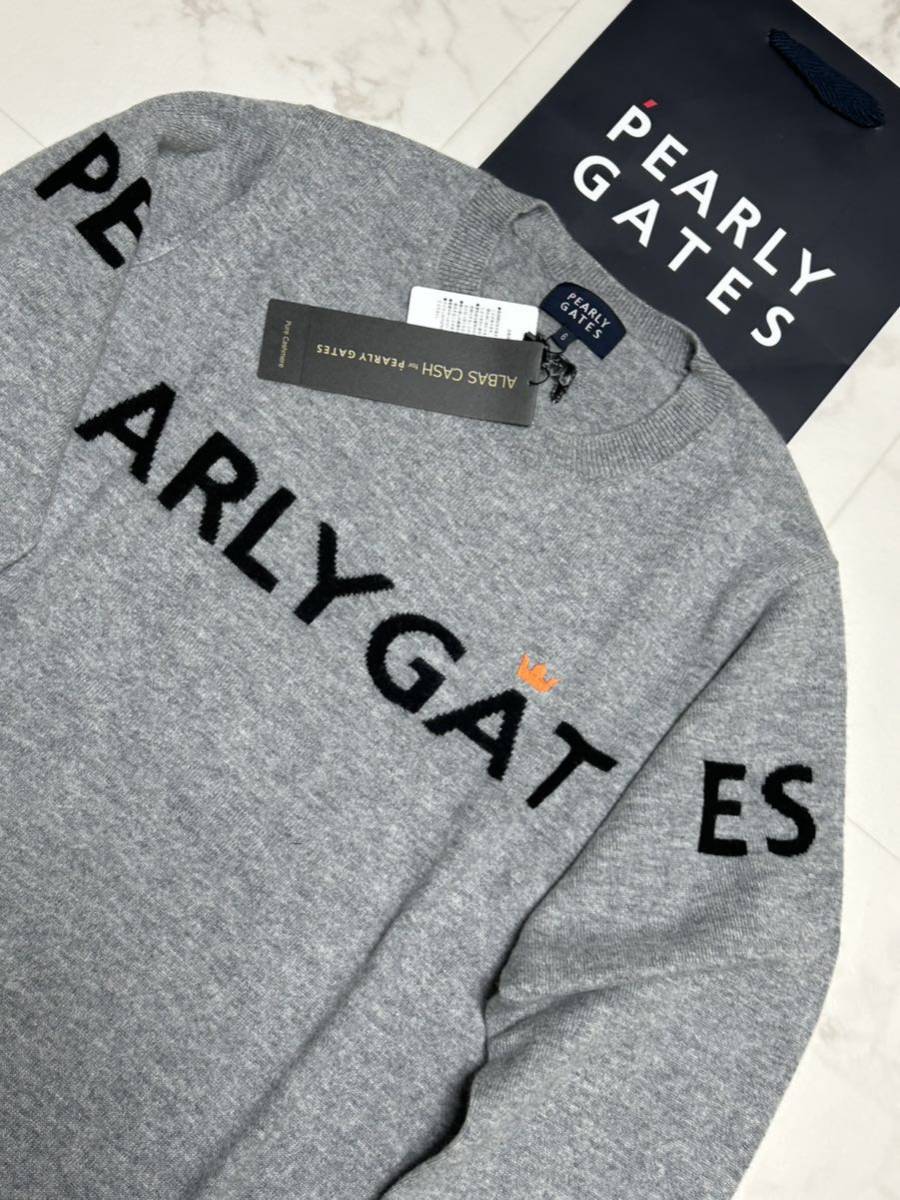 PEARLY GATES パーリーゲイツ カシミヤクルーネックニットセーターグレーメンズ6（XL）新品送料込み!_画像3