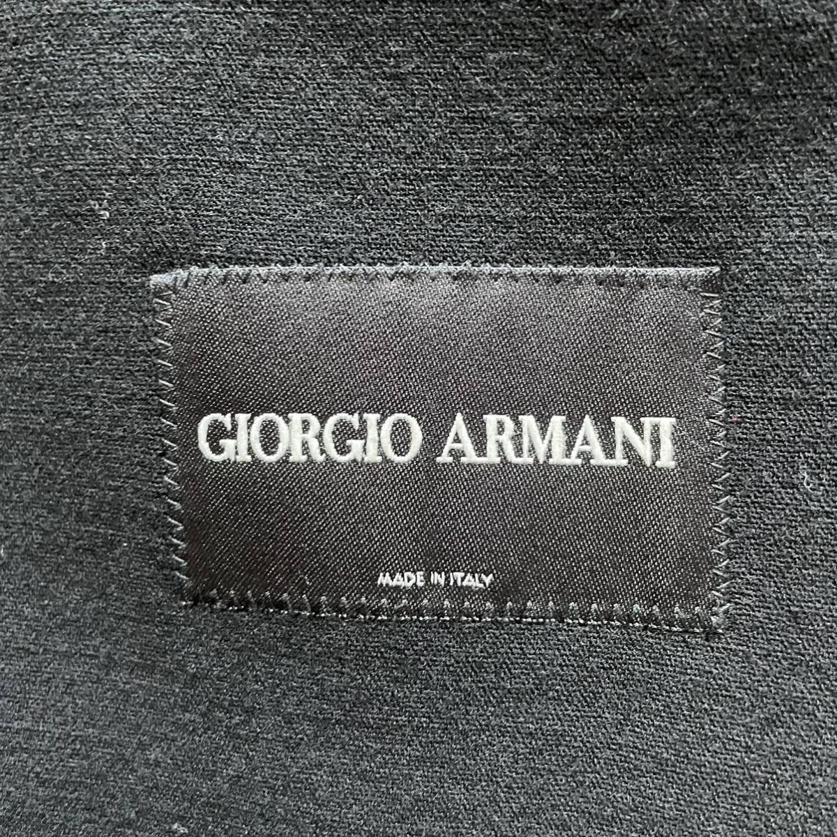 希少XLサイズ相当 ジョルジオアルマーニ【漆黒で魅せる大人の色気】ARMANI テーラードジャケット 肉厚ウール 黒 ハーフコート 美品 伊製_画像8