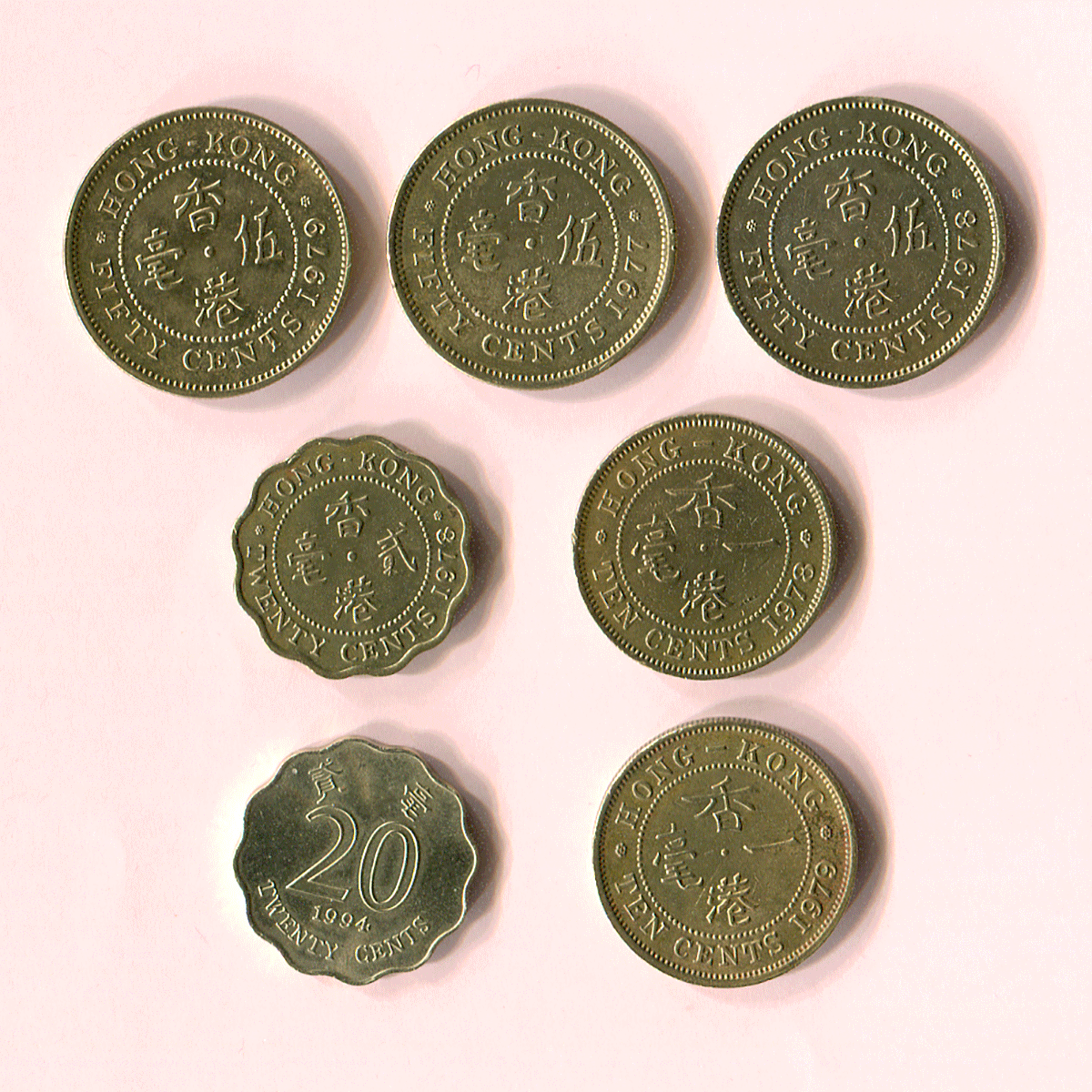“海外錢幣”香港硬幣套裝19點&lt;10美元，5美元，2美元，1美元，50美分，20美分，10美分&gt;幣幣    原文:《海外硬貨》香港 硬貨 セット 19点 ＜10ドル、5ドル、2ドル、1ドル、50セント、20セント、10セント＞ COIN コイン