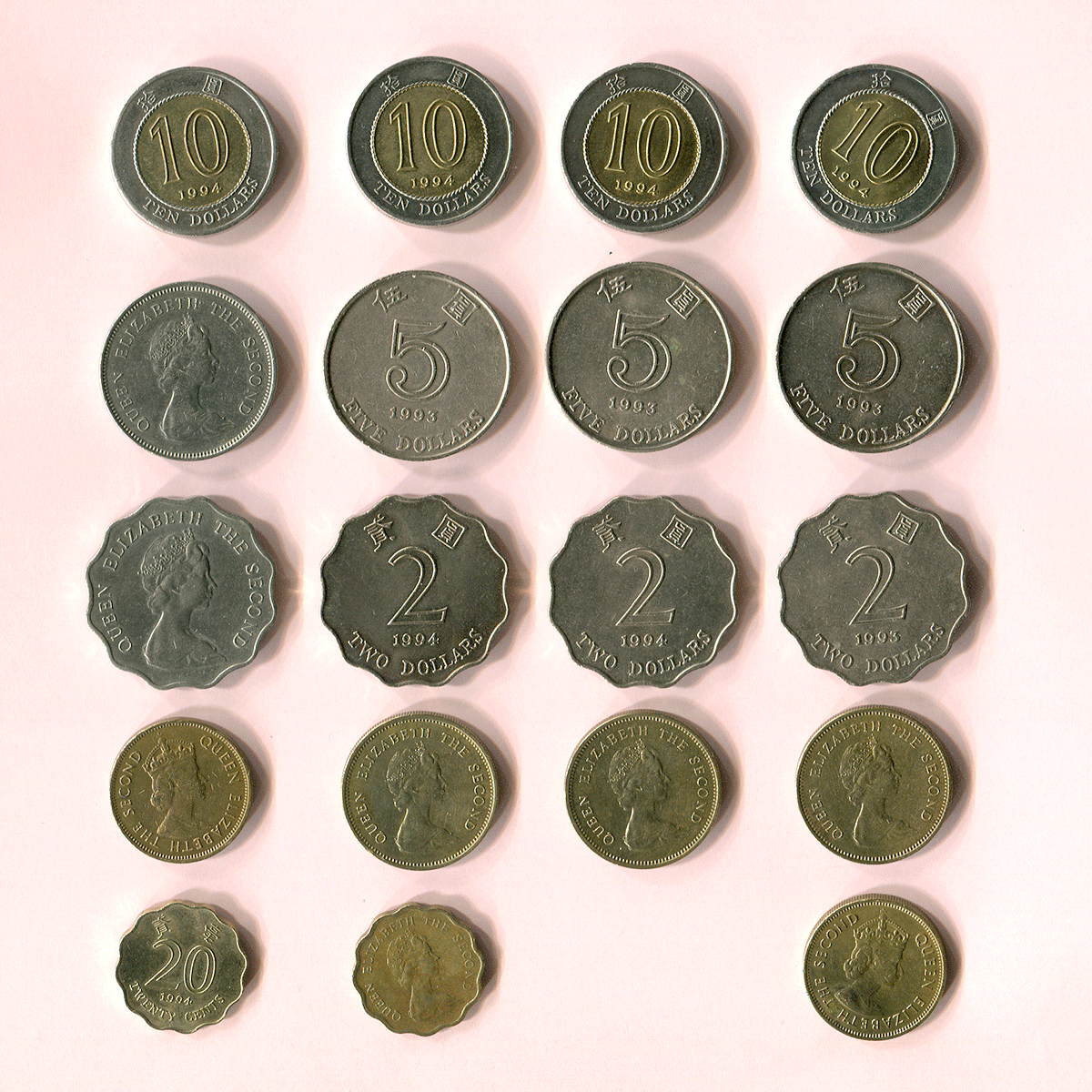 “海外錢幣”香港硬幣套裝19點&lt;10美元，5美元，2美元，1美元，50美分，20美分，10美分&gt;幣幣    原文:《海外硬貨》香港 硬貨 セット 19点 ＜10ドル、5ドル、2ドル、1ドル、50セント、20セント、10セント＞ COIN コイン