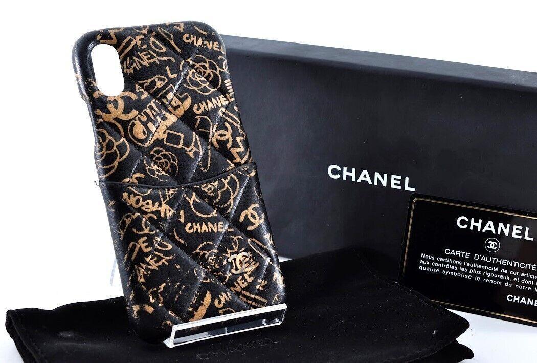 Chanel シャネル マテラッセ カメリア iPhoneX,XS スマートフォン ケース カバー レザー 革 ブラック 黒 箱、カード、保存袋 CB0864010