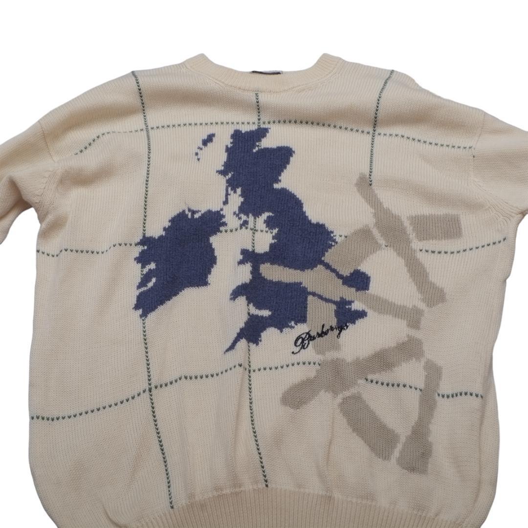 バーバリー Burberrys セーター ニット ヴィンテージ ロゴ コットン ホワイト 白 サイズL 地図 舵 イギリス 90s オーバーサイズ #921_画像3