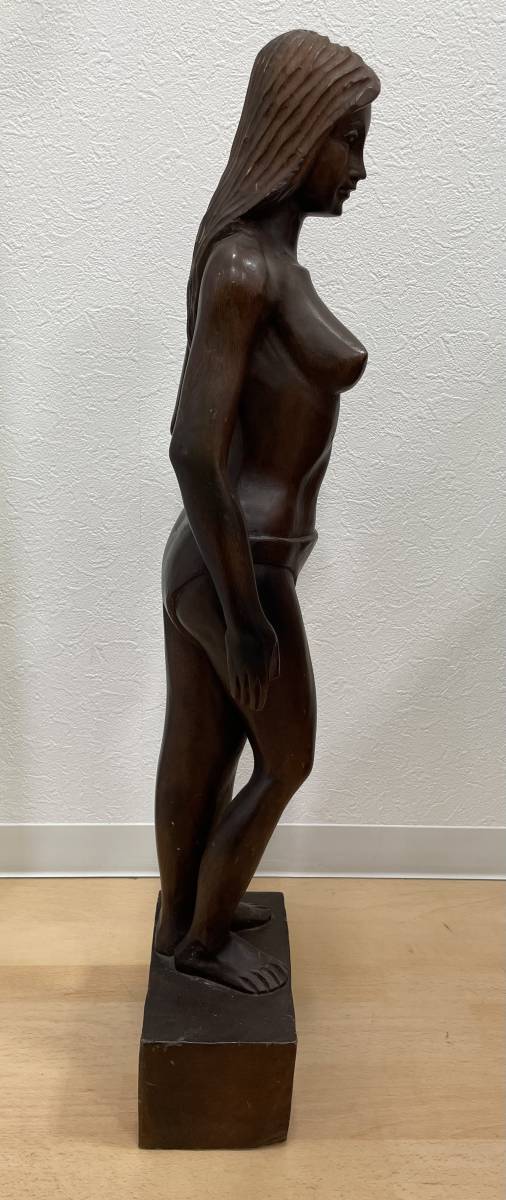 【4847】木彫り 置物 裸婦像 彫刻 インテリア オブジェ レトロ アンティーク 中古品 現状品_画像4