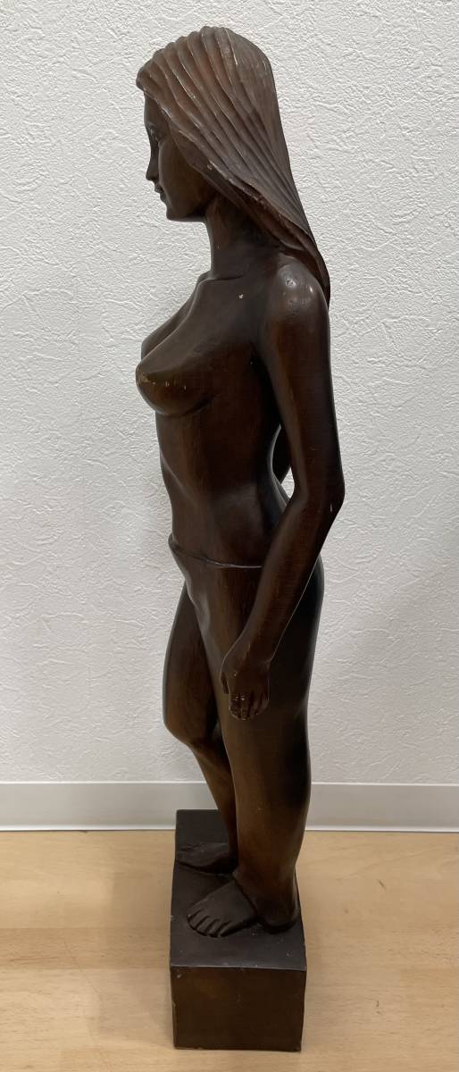 【4847】木彫り 置物 裸婦像 彫刻 インテリア オブジェ レトロ アンティーク 中古品 現状品_画像3