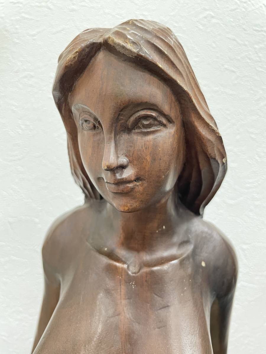 【4847】木彫り 置物 裸婦像 彫刻 インテリア オブジェ レトロ アンティーク 中古品 現状品_画像5