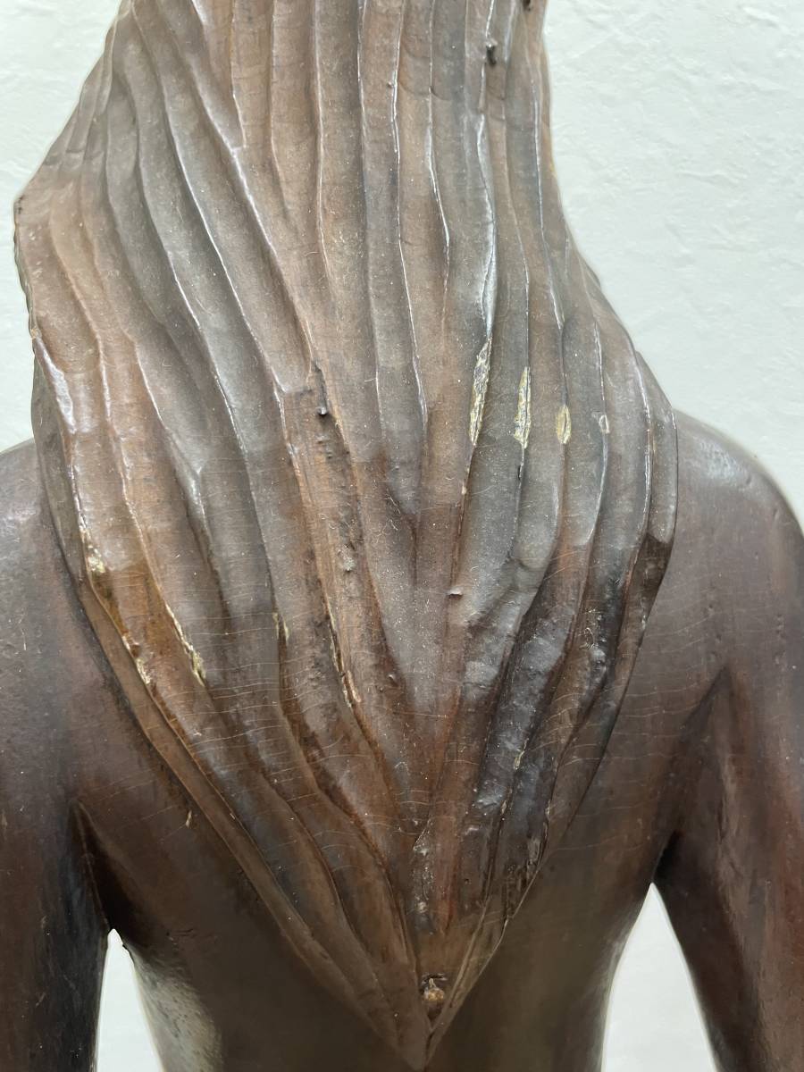 【4847】木彫り 置物 裸婦像 彫刻 インテリア オブジェ レトロ アンティーク 中古品 現状品_画像8