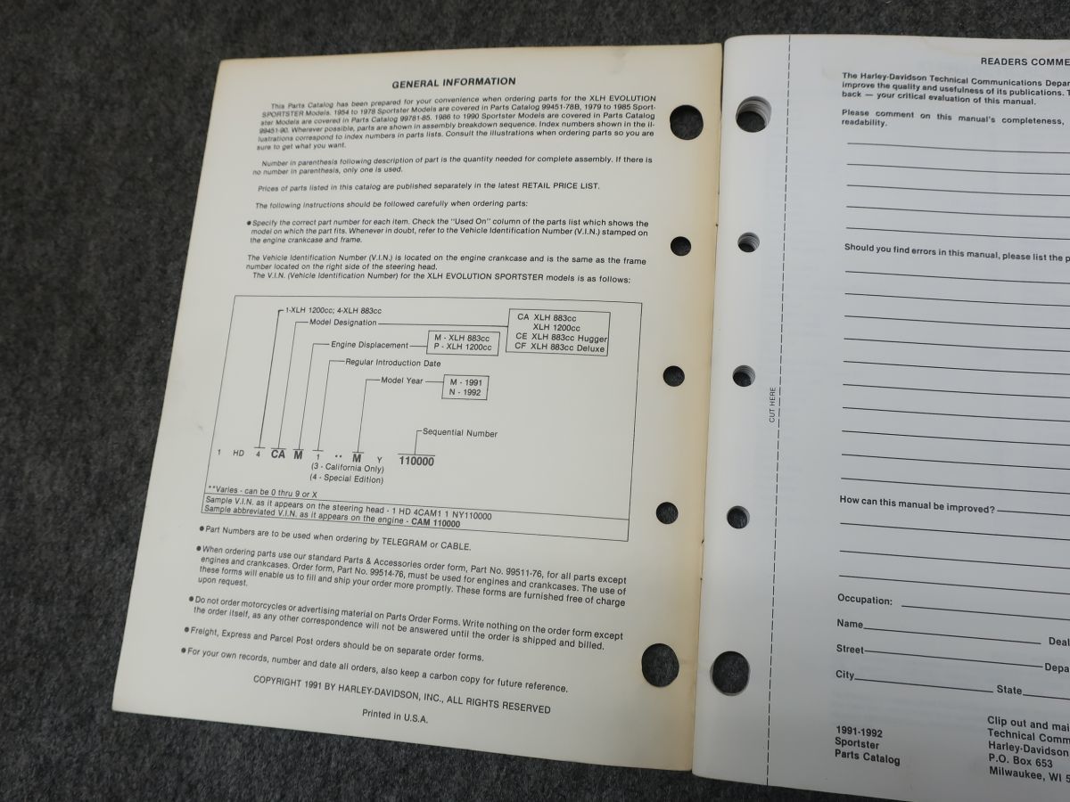 スポーツスター 1991-1992 パーツカタログ パーツリスト ●送料無料 X2A134K T11K 115/10_画像7