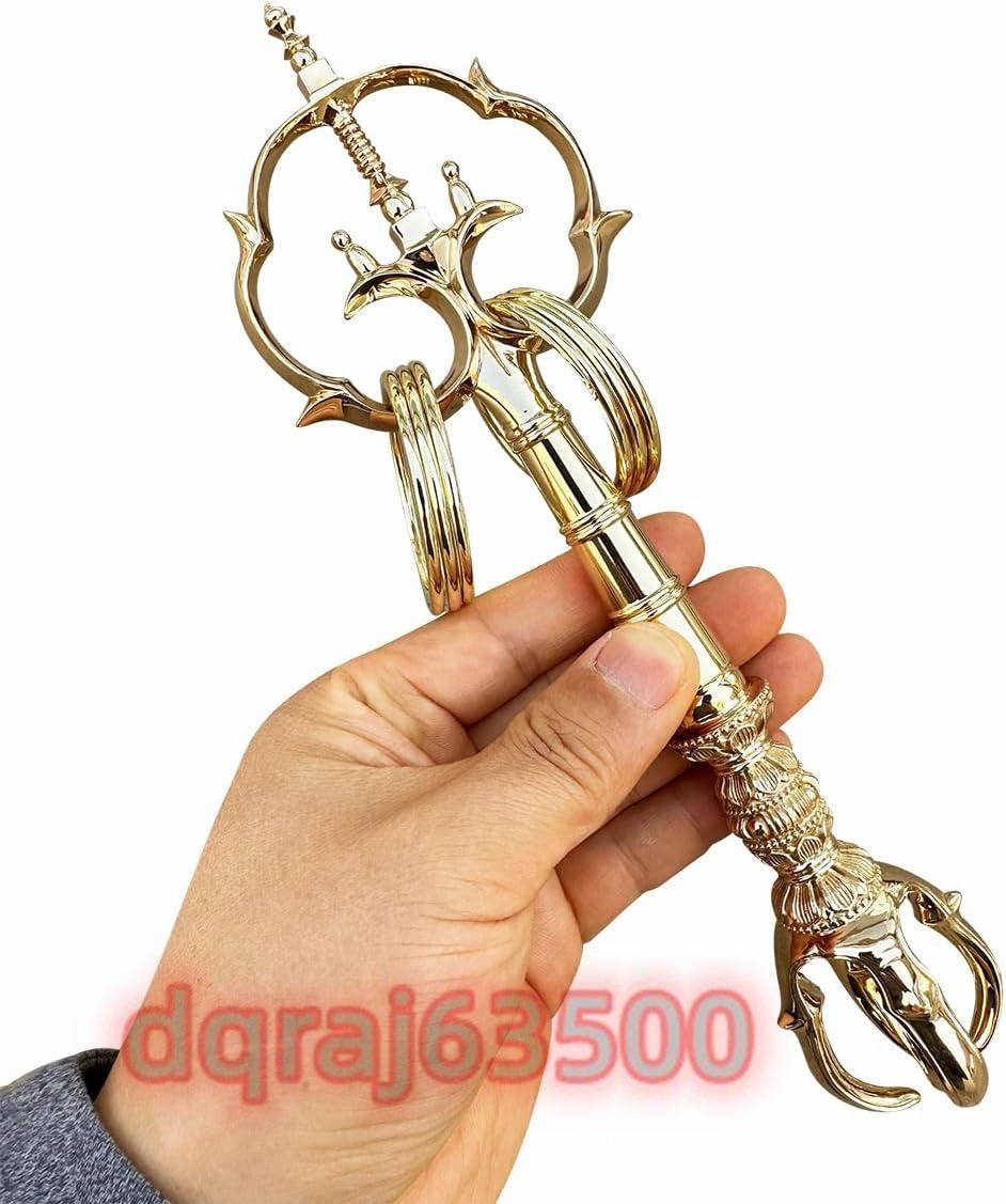 錫杖 法具 神具 神聖 神社 コスプレ プレミアム 密教 寺院用仏具 禅杖 法杖 全長24cm