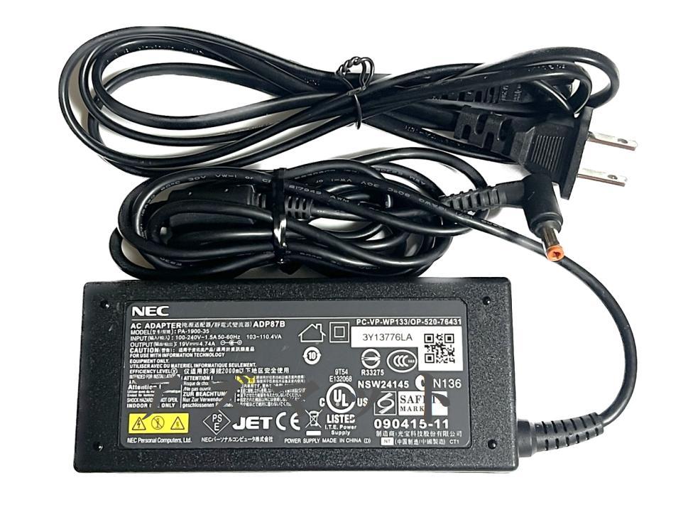 【中古パーツ】NEC ADP-90YB C ADP-90YB E PA-1900-23 PA-1900-35 PC-VP-WP102 19V 4.74A 外径5.5mm アダプタ■ NEC 19V 4.74A_画像1