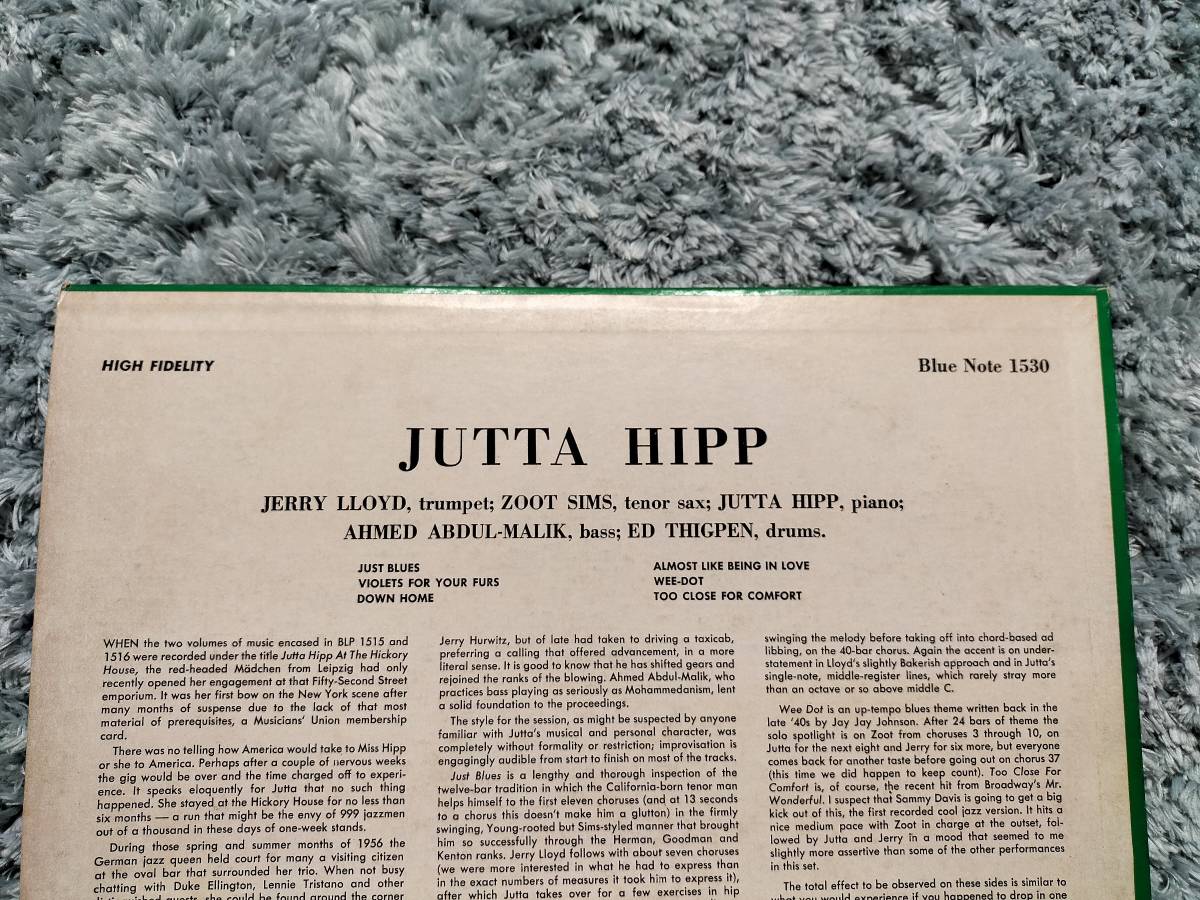「JUTTA　HIPP / with zoot sims」稀少 LPレコード ジャズ ブルーノート レア 売切り!!_画像5