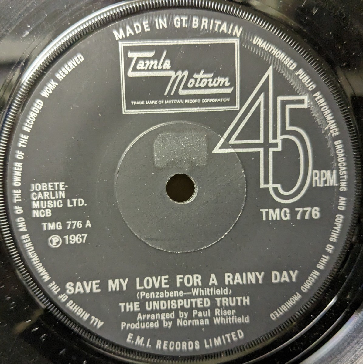 ☆THE UNDISPUTED TRUTH/SAVE MY LOVE FOR A RAINY DAY1967'UK MOTOWN7INCH_画像2