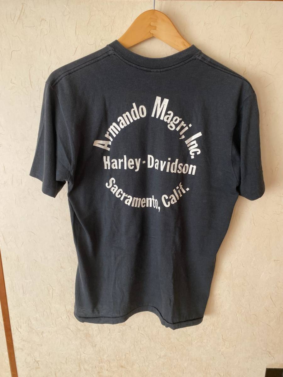 激レア！Bantam製 80s USA製 HARLEY-DAVIDSON ハーレー ダビッドソン 両面プリント Tシャツ ビンテージ 黒ボディ XL(46-48) _画像2