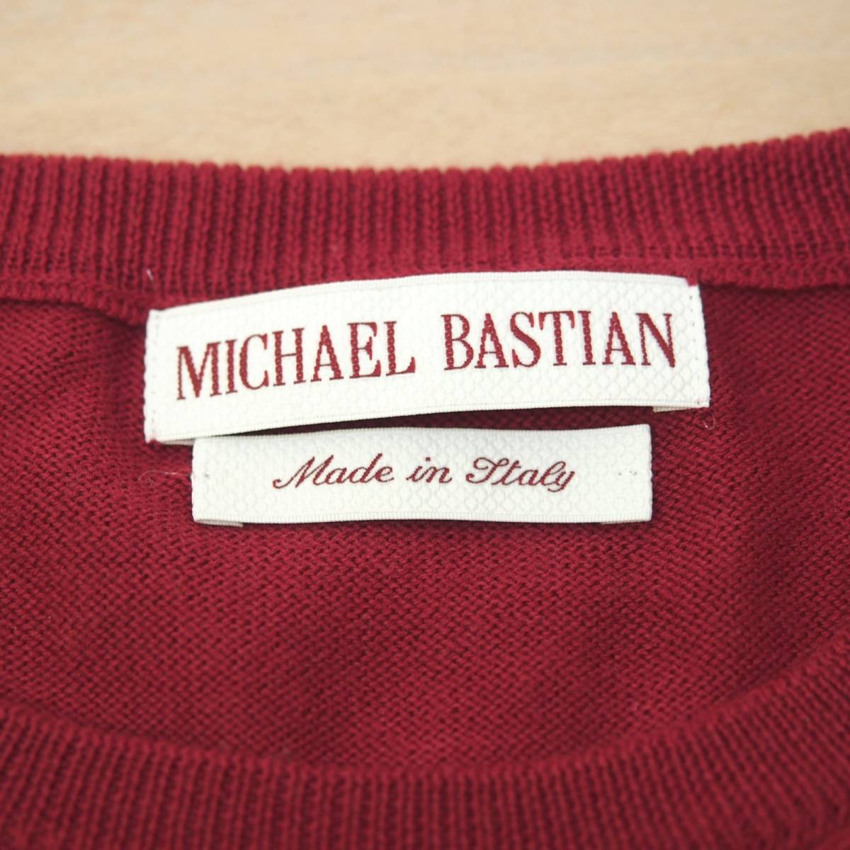 美品 Michael Bastian マイケルバスティアン 15SSチマヨ柄ニット48ボルドー Italy製_画像3