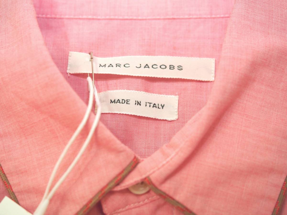 未使用品 定価49500円 マークジェイコブス 13SSパイピングシャツ44ピンク Italy製 MARC JACOBS_画像4
